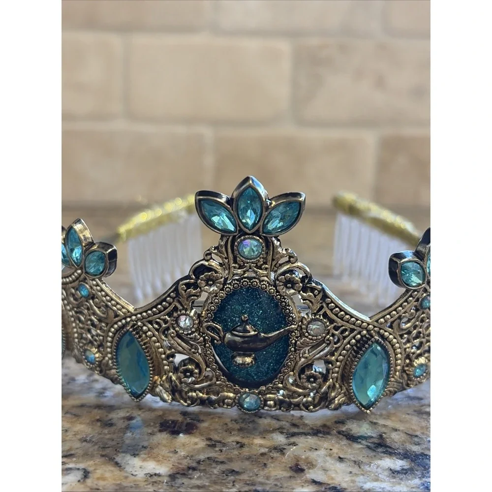 Disney Aladdin Princess Jasmine Dress Up Cosplay Costume Jeweled Gem Crown Combs